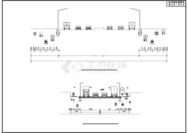 某县小型工业园道路工程给排水cad设计图纸-图二