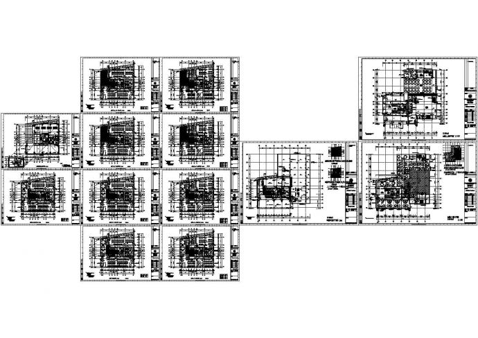 同济大厦B楼二十一层平面建筑施工cad图，共十三张_图1