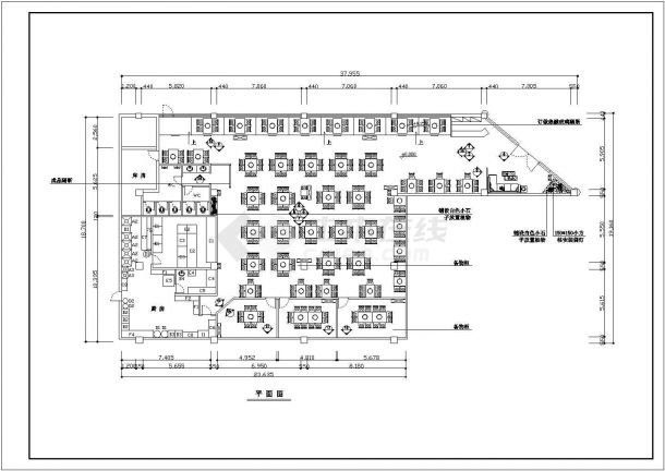 某著名热销火锅店装修设计cad施工图纸-图二