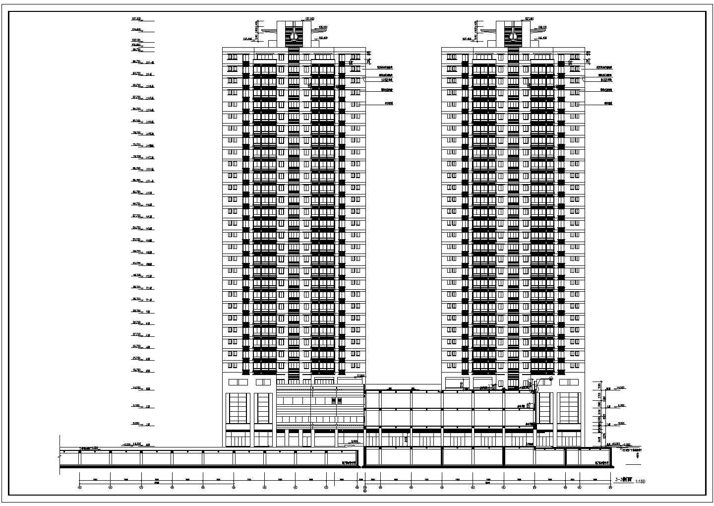 某地大型高层商住楼平面建筑设计图