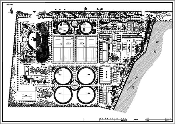 大型污水处理厂规划绿化cad总平面设计施工图-图一