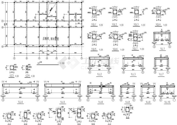 某三层砌体办公楼结构施工cad设计图-图一