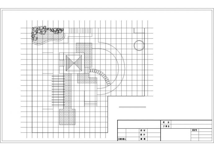 某别墅屋顶花园景观设计cad平立剖施工图_图1