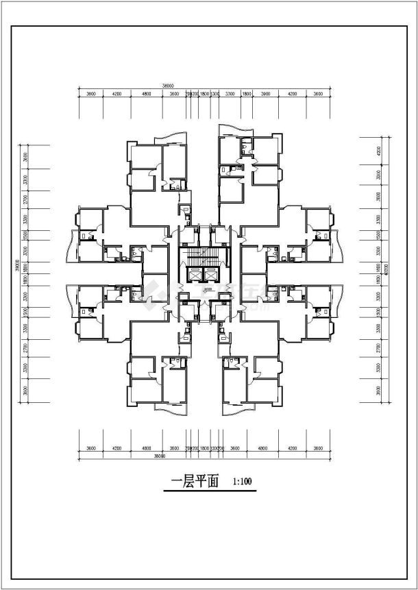 某地豪华高层住宅楼建筑设计图（共6张）-图一