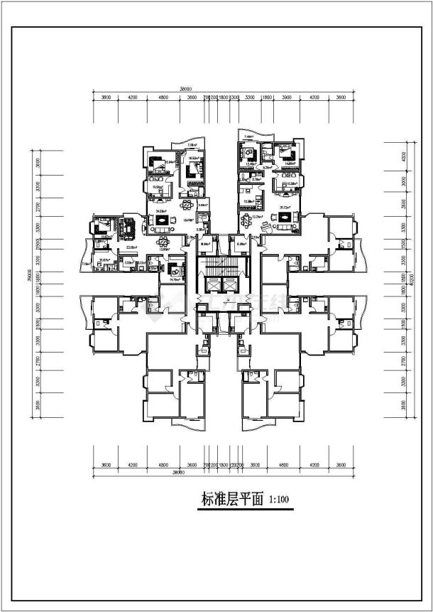 某地豪华高层住宅楼建筑设计图（共6张）-图二