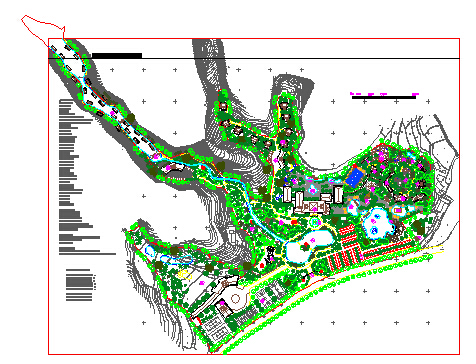 南方某度假村总平面绿化规划cad施工设计图_图1