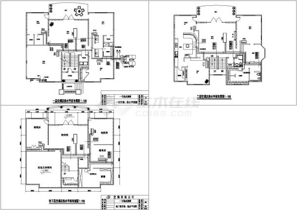 别墅燃气空调设计及管道cad施工图（共3张图）-图一