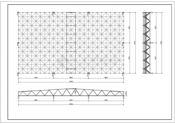某工程矩形屋顶网架结构设计施工图-图二