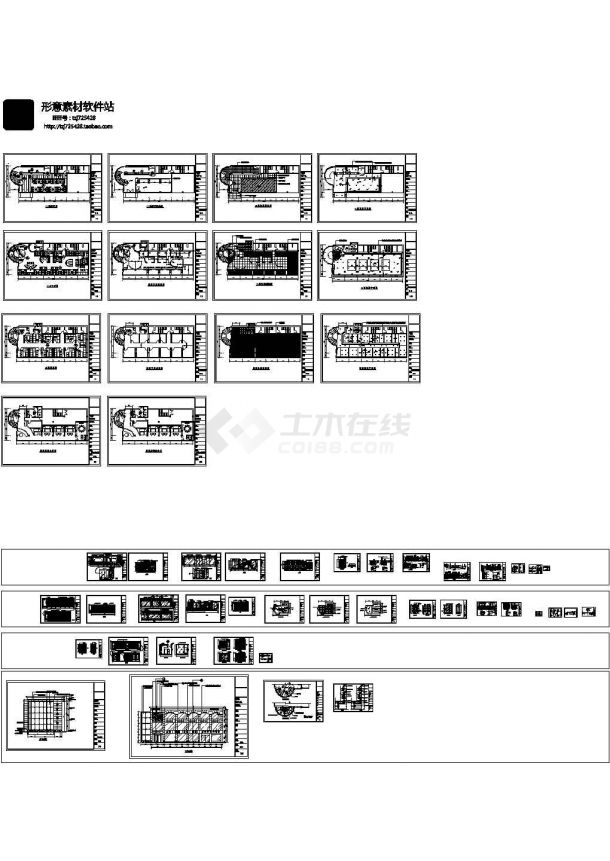 东方威尼斯咖啡厅四层平面施工cad图，共十四张-图二