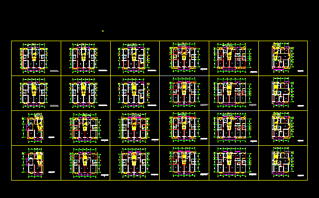 6种带电梯小高层户型图（共24张）_图1
