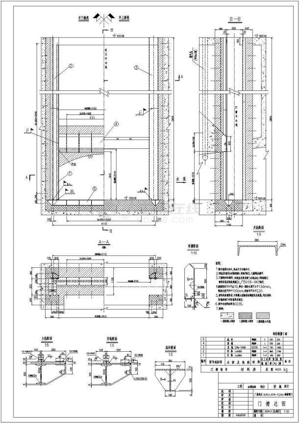 厂房尾水3.61x1.919-12.0m检修闸门结构图-图二
