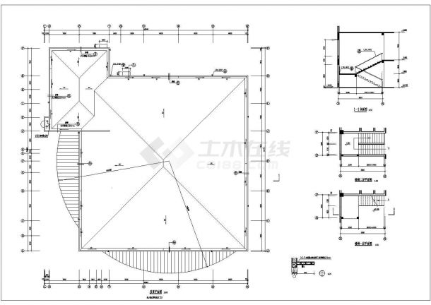 单层框架结构职工食堂建筑设计方案图-图二