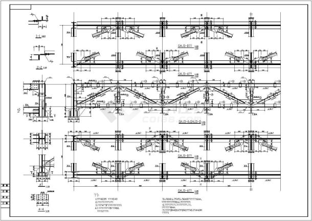 某管道输送24米跨钢结构桁架节点详图-图二