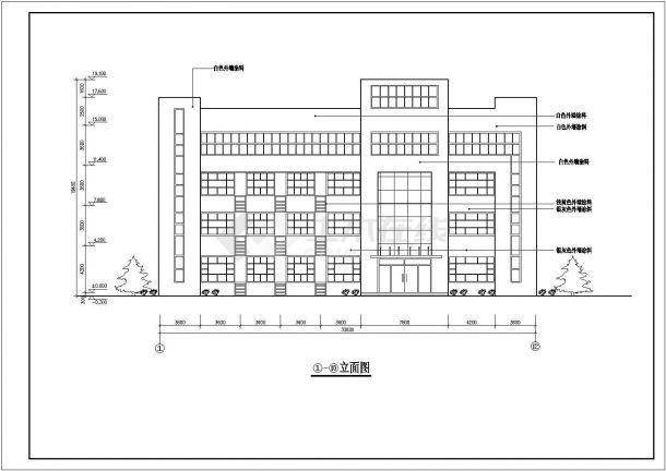 办公楼五层建筑详细施工CAD图纸-图二