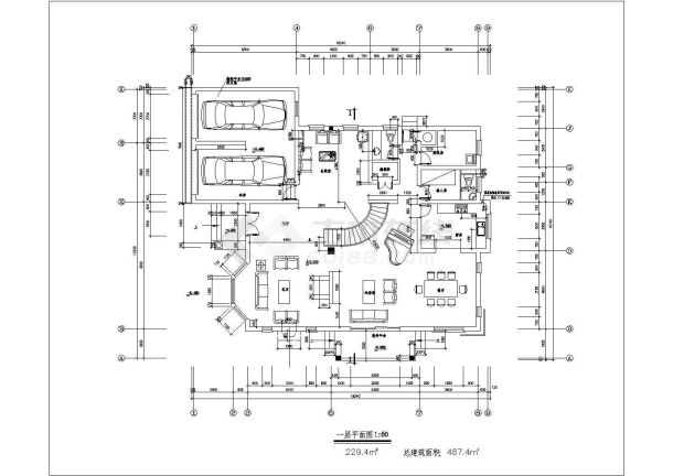 某地区别墅建筑设计方案图纸（共9张）-图二