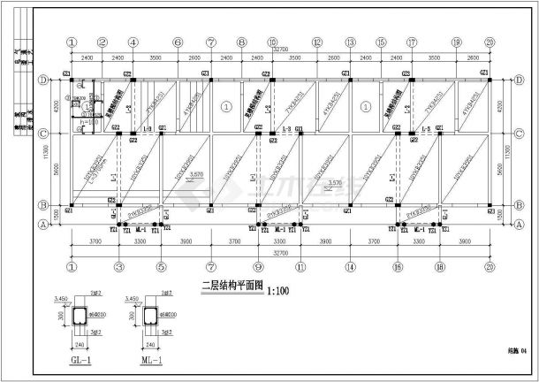 二层砖混小别墅结构施工图（标注详细）-图一