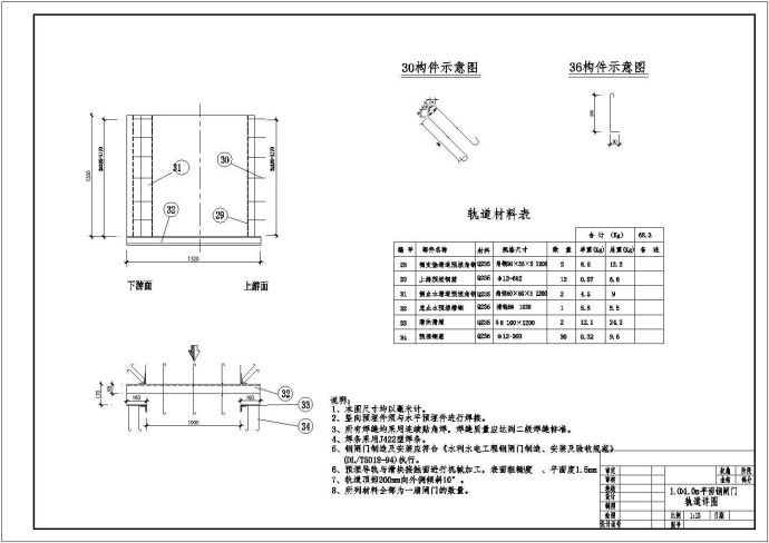 某水电站1.0m×1.0m平面钢闸门结构图_图1