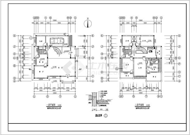 一套简单的别墅建筑设计图（共4张）-图一