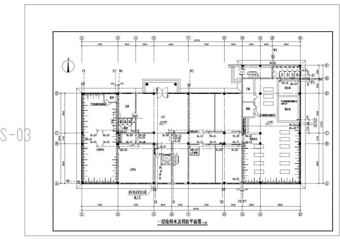 某地五层浴室给排水设计建筑施工图_图1