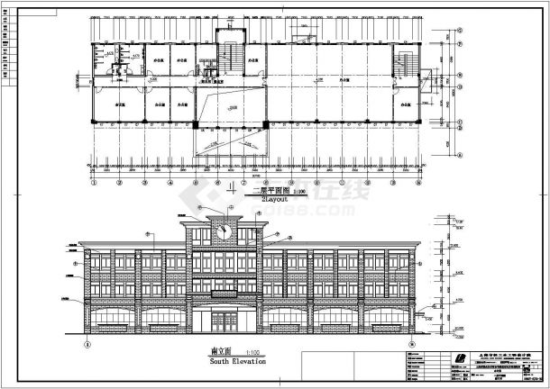 某三层办公楼建筑详细施工CAD图纸-图二
