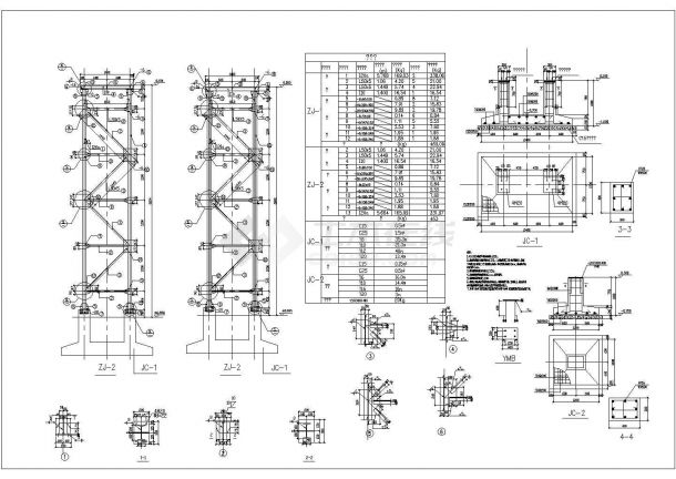 宝钢串接水工程管道支架结构设计施工图-图一
