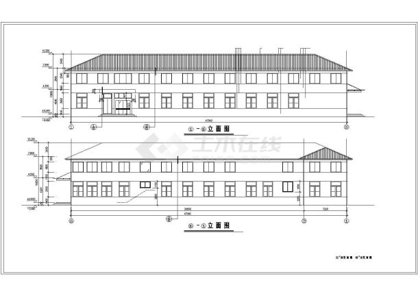 某二层办公楼建筑设计方案CAD图-图一