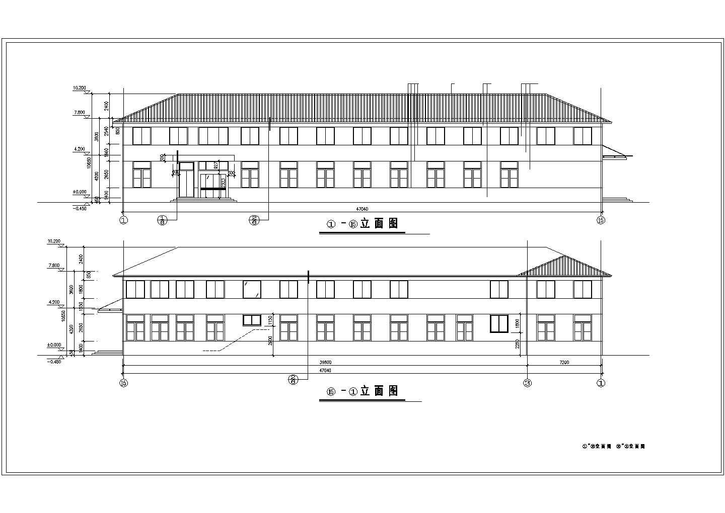 某二层办公楼建筑设计方案CAD图