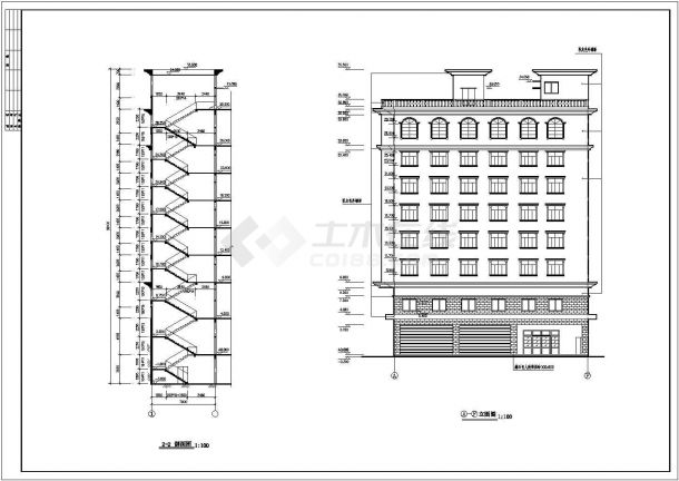 某综合楼建筑设计全套施工方案平立面图纸-图二