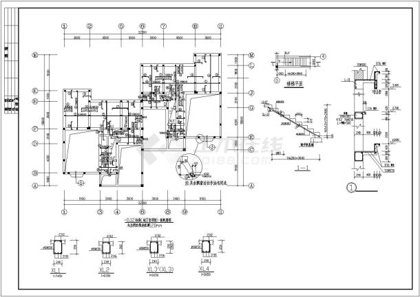 某地二层（带地下室）砖混结构别墅结构施工图-图一