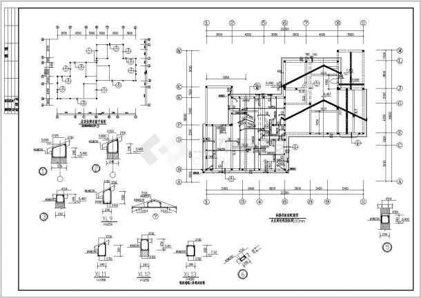 某地二层（带地下室）砖混结构别墅结构施工图-图二