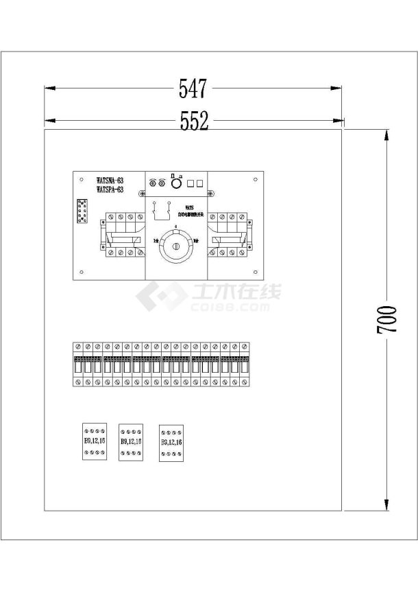电气设计配电箱柜设计开关外型素材cad图-图一