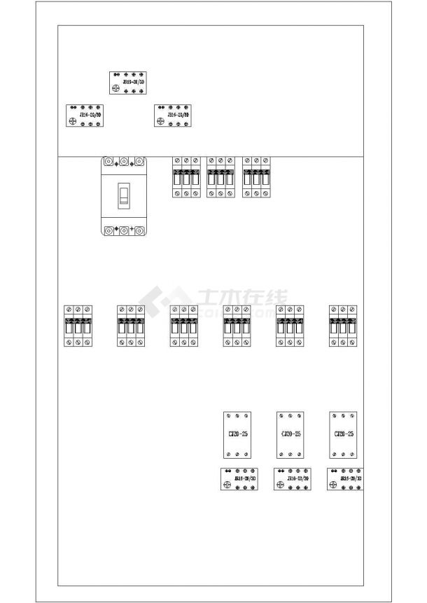 电气设计配电箱柜设计开关外型素材cad图-图二