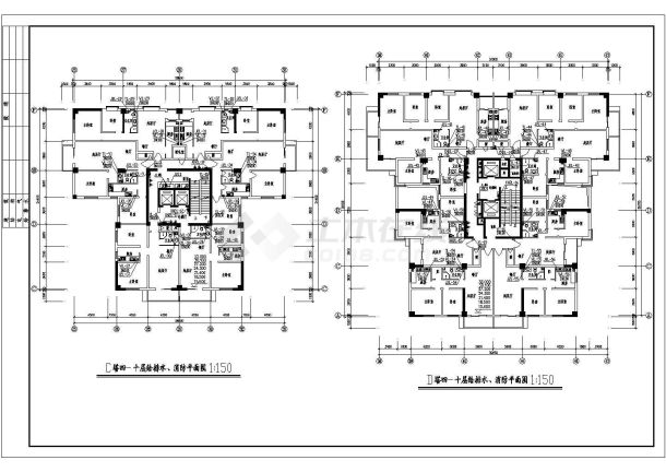 二十六层商场商住楼给排水cad设计图-图二