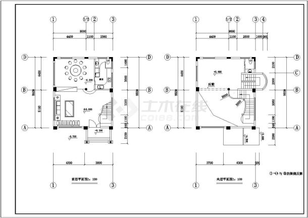 某地实用新型别墅建筑设计方案图纸（共5张）-图二