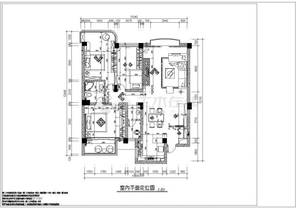 某经典住宅装修cad设计施工方案图-图二