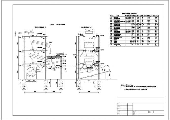 筛分拌和系统及加工厂配筋和平剖面图_图1