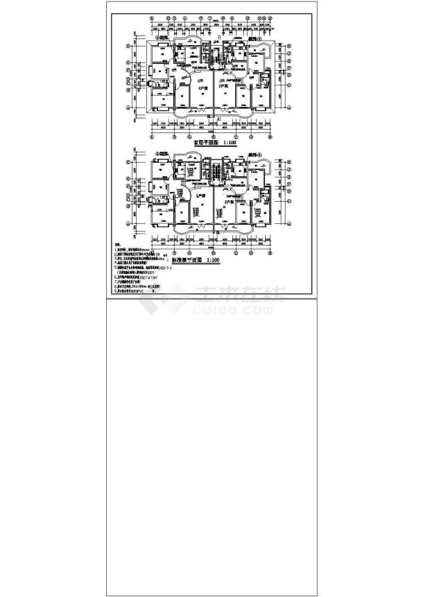 某地小型小区住宅建筑cad施工图-图一