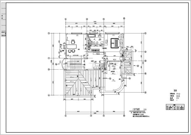 某地区三层别墅建筑施工全套CAD设计图纸-图一