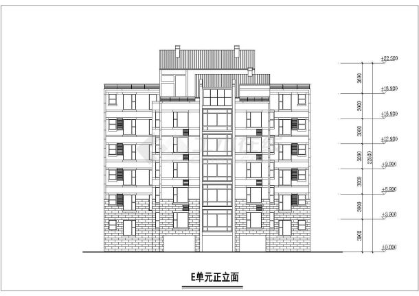 某地小型住宅楼立面建筑cad施工图纸-图一