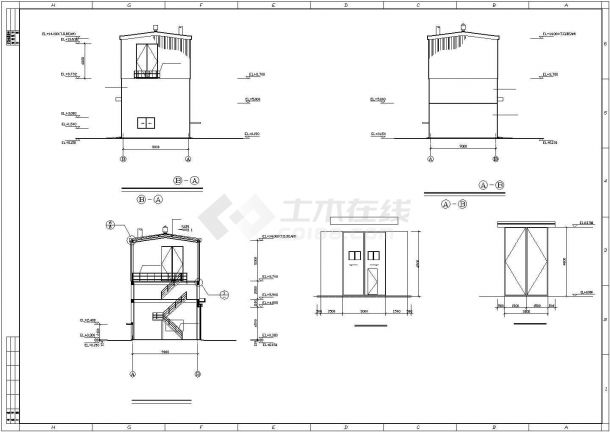 某三层小型工作室建筑结构施工图纸-图二