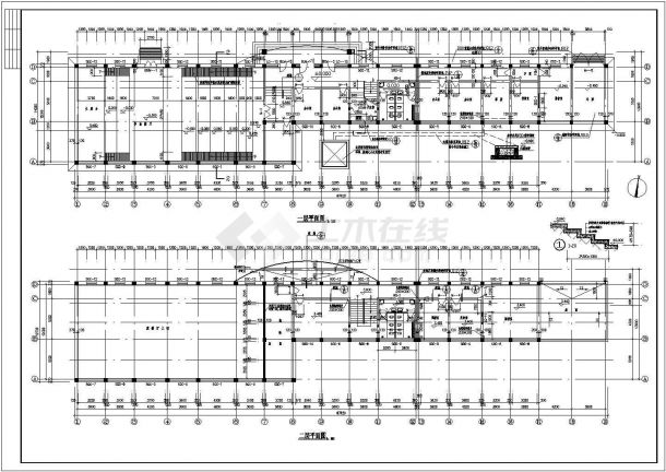 某县三层广电楼建筑施工CAD图纸-图二