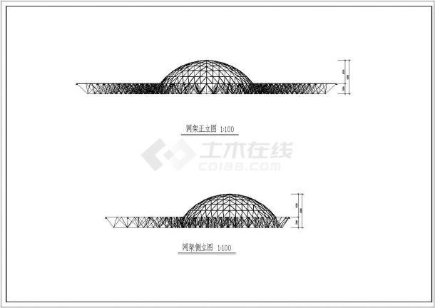 某地报告厅网架屋顶结构设计施工图-图一