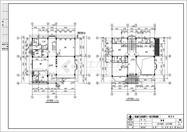 某地区全套三层别墅住宅建筑施工CAD设计图纸-图二