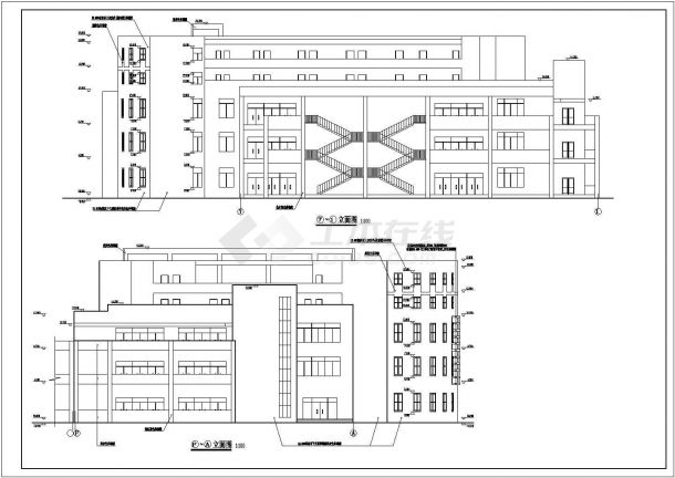 大型框架结构食堂建筑设计CAD图纸-图二