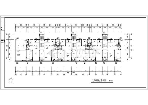 某小区五层框架结构住宅楼给排水设计图-图二