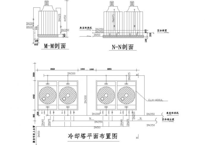 冷却塔平面布置图、剖面图_图1