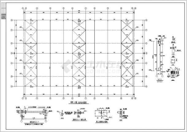 山东某单层双跨门式钢架厂房结构施工图-图二