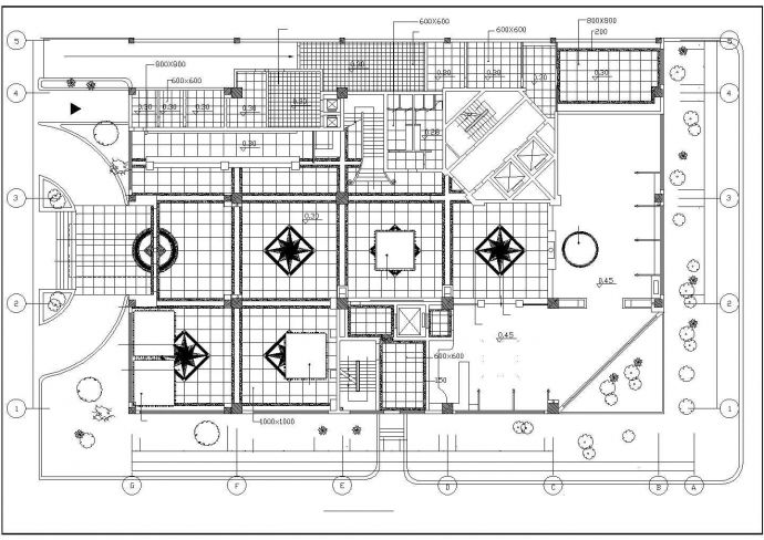 某地小型简单的宾馆建筑设计图（共5张）_图1