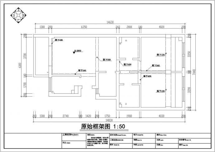 某市新中式四房装饰设计施工CAD图纸_图1