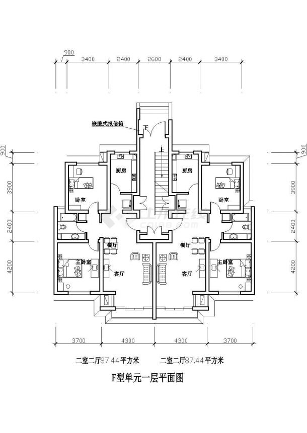 32个住宅户型平面图（标注详实）-图二